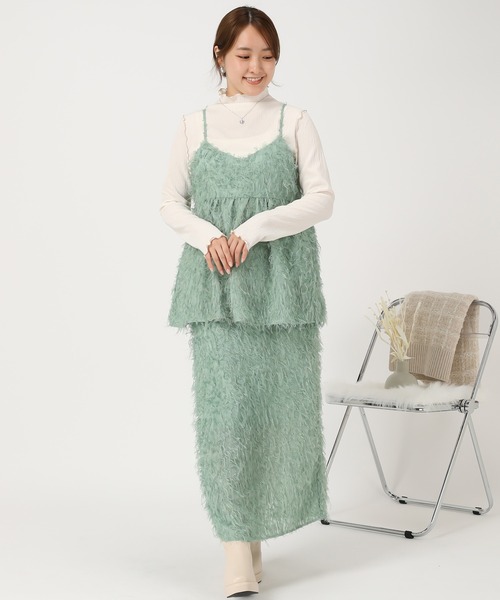 acro（アクロ）の「フェザージャガードタイトスカート/AC3322（スカート・レディース・グリーン/ブラック/アイボリー・ﾌﾘ-）」の6枚目の写真