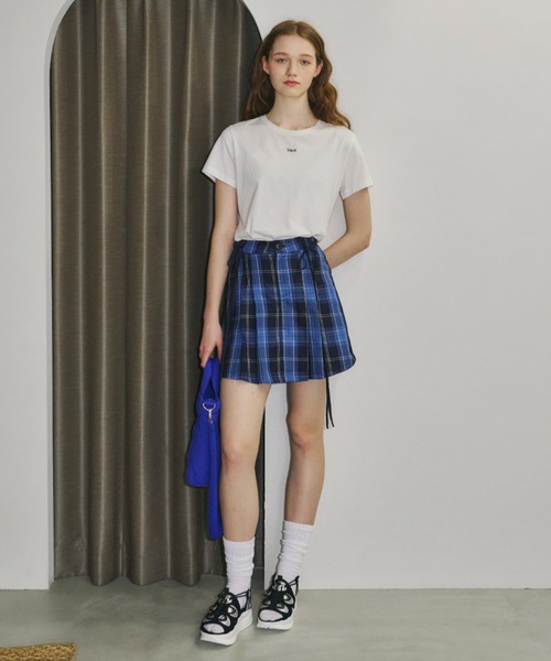 idem(イデム)の「2way ribbon belt mini skirt/ウエストリボンタックミニスカート(スカート・レディース・ベージュ/グレー/ブラック/チャコールグレー/ブルー/ブラウン/ストライプ/チェック/アイボリー/ネイビー/その他1・FREE)」の19枚目の写真