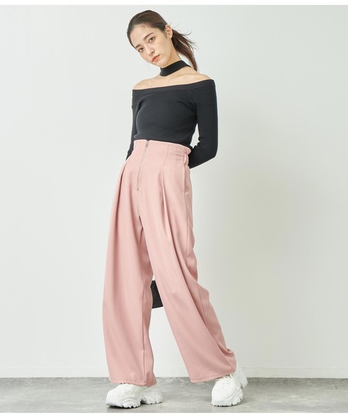 ANAP（アナップ）の「2WAYチョ-カーリブニット（ニット/セーター・レディース・レッド/カーキ/ブラック・FREE）」の8枚目の写真