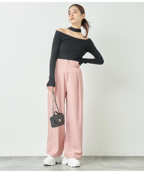 ANAP（アナップ）の「2WAYチョ-カーリブニット（ニット/セーター・レディース・レッド/カーキ/ブラック・FREE）」の9枚目の写真