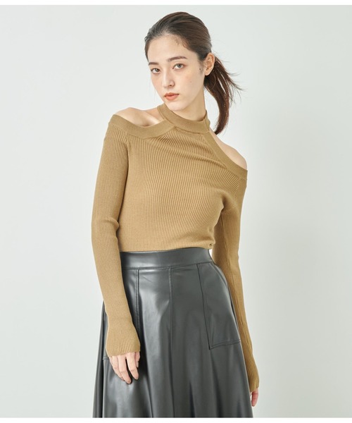 ANAP（アナップ）の「2WAYチョ-カーリブニット（ニット/セーター・レディース・レッド/カーキ/ブラック・FREE）」の10枚目の写真