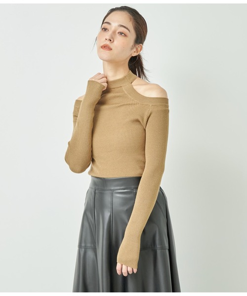 ANAP（アナップ）の「2WAYチョ-カーリブニット（ニット/セーター・レディース・レッド/カーキ/ブラック・FREE）」の11枚目の写真