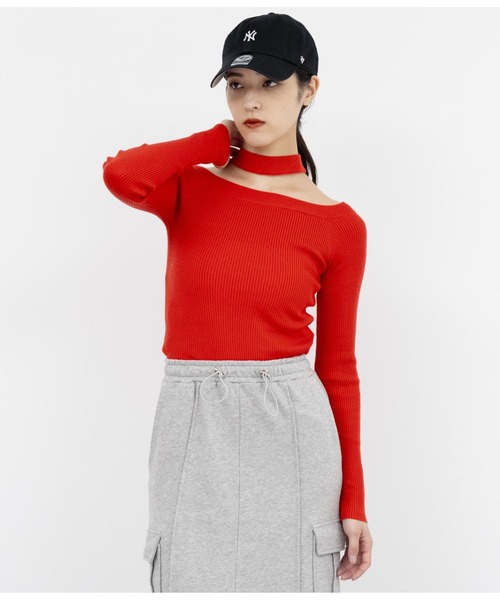 ANAP（アナップ）の「2WAYチョ-カーリブニット（ニット/セーター・レディース・レッド/カーキ/ブラック・FREE）」の15枚目の写真