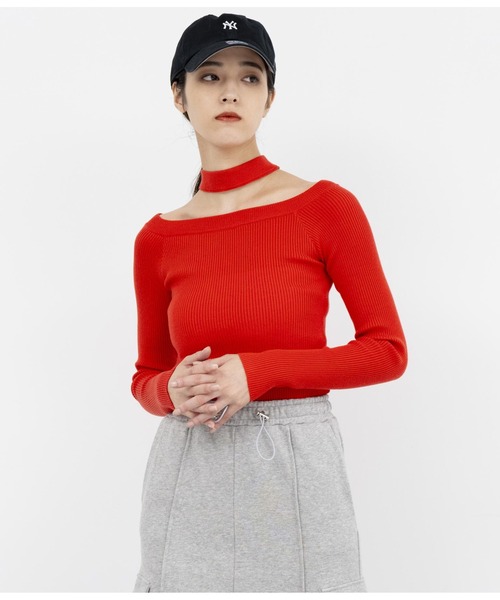 ANAP（アナップ）の「2WAYチョ-カーリブニット（ニット/セーター・レディース・レッド/カーキ/ブラック・FREE）」の16枚目の写真