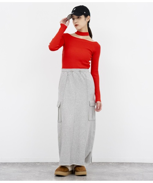 ANAP（アナップ）の「2WAYチョ-カーリブニット（ニット/セーター・レディース・レッド/カーキ/ブラック・FREE）」の18枚目の写真