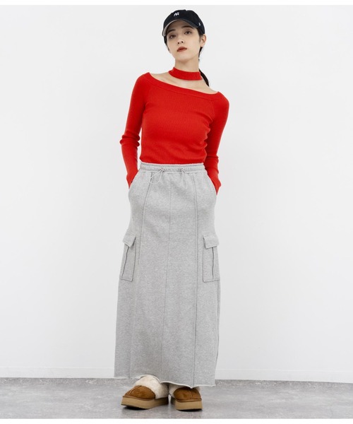 ANAP（アナップ）の「2WAYチョ-カーリブニット（ニット/セーター・レディース・レッド/カーキ/ブラック・FREE）」の19枚目の写真