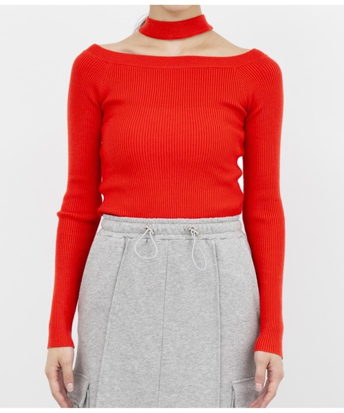 ANAP（アナップ）の「2WAYチョ-カーリブニット（ニット/セーター・レディース・レッド/カーキ/ブラック・FREE）」の22枚目の写真