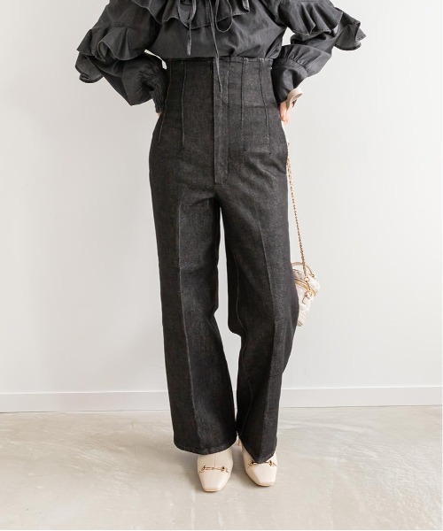 RANDA（ランダ）の「ハイウエストワイドデニムパンツ（デニムパンツ・レディース・ブラック/インディゴブルー・1/0）」の3枚目の写真