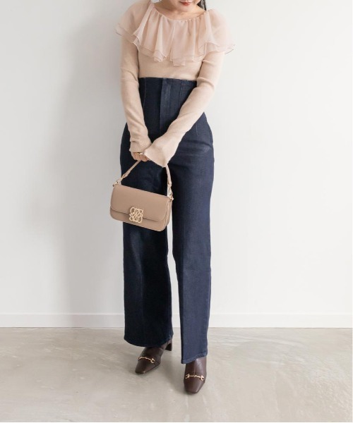 RANDA（ランダ）の「ハイウエストワイドデニムパンツ（デニムパンツ・レディース・ブラック/インディゴブルー・1/0）」の14枚目の写真