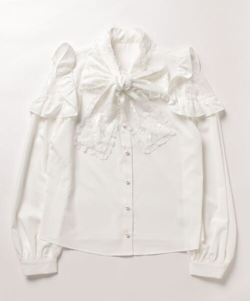 Ank Rouge(アンクルージュ)の「レースリボンタイブラウス(シャツ/ブラウス・レディース・ホワイト/ブラック/ピンク・M)」の16枚目の写真