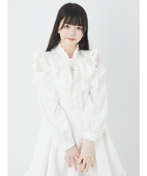 Ank Rouge(アンクルージュ)の「レースリボンタイブラウス(シャツ/ブラウス・レディース・ホワイト/ブラック/ピンク・M)」の5枚目の写真