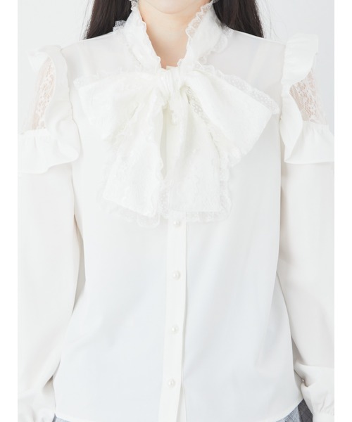 Ank Rouge(アンクルージュ)の「レースリボンタイブラウス(シャツ/ブラウス・レディース・ホワイト/ブラック/ピンク・M)」の6枚目の写真