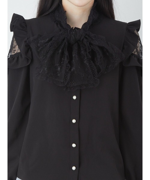 Ank Rouge(アンクルージュ)の「レースリボンタイブラウス(シャツ/ブラウス・レディース・ホワイト/ブラック/ピンク・M)」の8枚目の写真