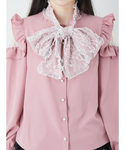 【専用】anplegant リボンタイブラウス pink Ank Rouge ブラウス シャツ リボンタイシアーブラウス
