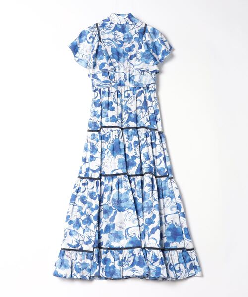 Sov.オリジナルフラワープリントリボンワンピース36 ソブ