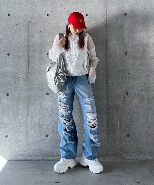 PAGEBOY（ページボーイ）の「シアーウインドベスト（ベスト・レディース・オフホワイト/チャコールグレー・FREE）」の7枚目の写真