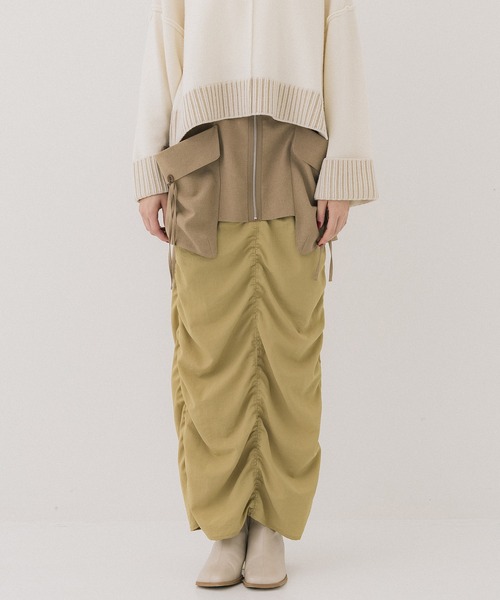 PUBLIC TOKYO（パブリックトウキョウ）の「オーバーポケットギャザースカート（スカート・レディース・ダークグレー/ベージュ・2/1）」の12枚目の写真