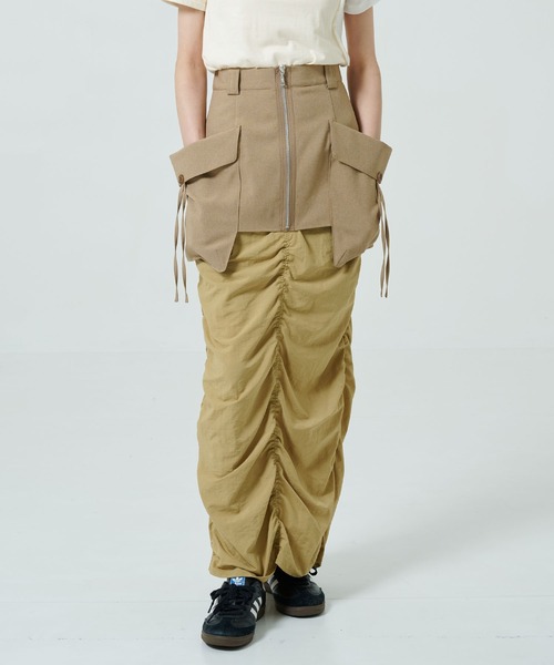 PUBLIC TOKYO（パブリックトウキョウ）の「オーバーポケットギャザースカート（スカート・レディース・ダークグレー/ベージュ・2/1）」の10枚目の写真