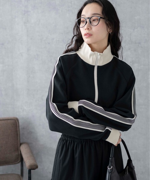 WEGO（ウィゴー）の「WEGO/ショートトラックジャケット（ジャージ・レディース・ホワイト系その他/ブラック/ホワイト/ピンク・FREE）」の7枚目の写真