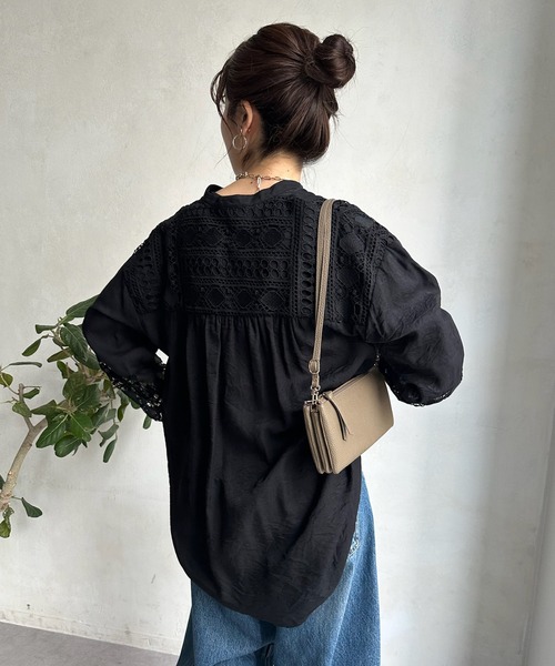 DouDou(ドゥドゥ)の「【WEB限定】 パネルレースチュニックシャツ(シャツ/ブラウス・レディース・ブラック/オフホワイト・FREE)」の8枚目の写真