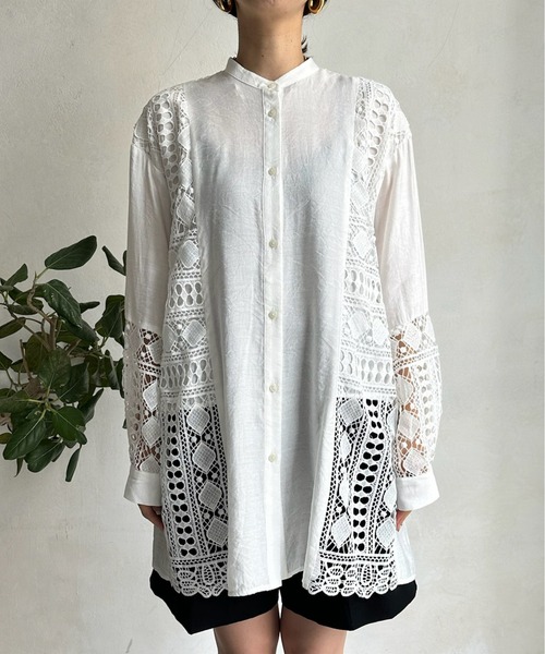 DouDou(ドゥドゥ)の「【WEB限定】 パネルレースチュニックシャツ(シャツ/ブラウス・レディース・ブラック/オフホワイト・FREE)」の21枚目の写真