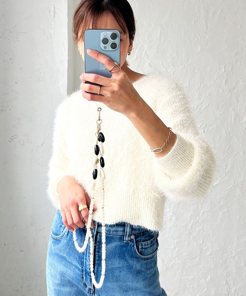 ROPE' PICNIC（ロペピクニック）の「ハートバラエティスマホマルチショルダーストラップ（スマホグッズ・レディース・ブラック/キナリ・FREE）」の8枚目の写真