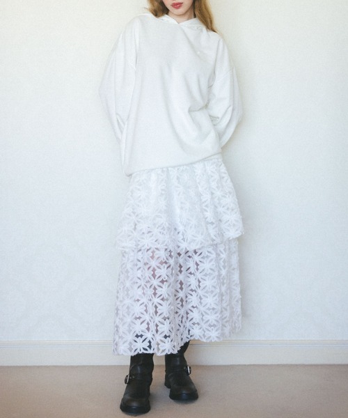 CALNAMUR(カルナムール)の「【セットアップ着用可能】JUST DOビックパーカー(パーカー・レディース・ホワイト/ピンク/ブラック・FREE)」の7枚目の写真