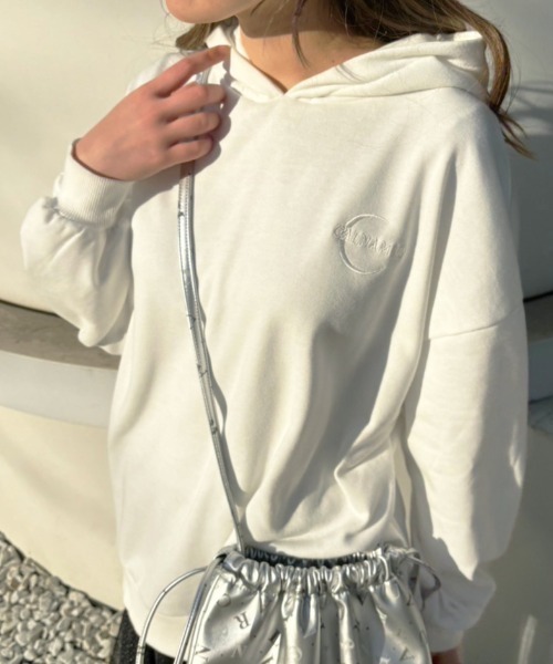 CALNAMUR(カルナムール)の「【セットアップ着用可能】JUST DOビックパーカー(パーカー・レディース・ホワイト/ピンク/ブラック・FREE)」の10枚目の写真