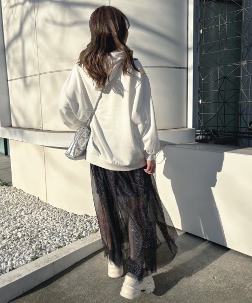 CALNAMUR(カルナムール)の「【セットアップ着用可能】JUST DOビックパーカー(パーカー・レディース・ホワイト/ピンク/ブラック・FREE)」の12枚目の写真