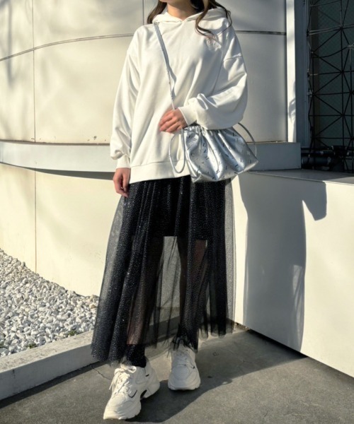 CALNAMUR(カルナムール)の「【セットアップ着用可能】JUST DOビックパーカー(パーカー・レディース・ホワイト/ピンク/ブラック・FREE)」の11枚目の写真