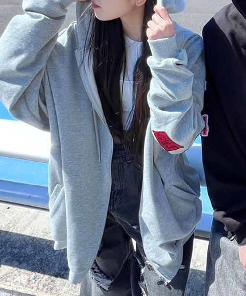 Figments（フィグメンツ）の「ワッペンビッグZIPパーカー（パーカー・レディース・ブラック/杢グレー・LARGE/X-LARGE）」の4枚目の写真