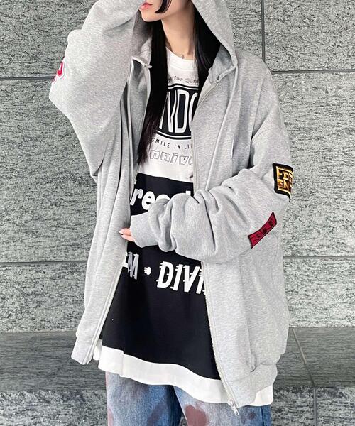 Figments（フィグメンツ）の「ワッペンビッグZIPパーカー（パーカー・レディース・ブラック/杢グレー・LARGE/X-LARGE）」の9枚目の写真