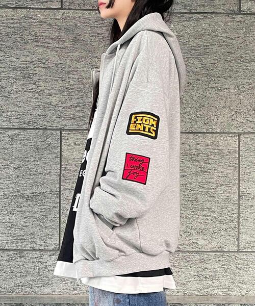 Figments（フィグメンツ）の「ワッペンビッグZIPパーカー（パーカー・レディース・ブラック/杢グレー・LARGE/X-LARGE）」の12枚目の写真
