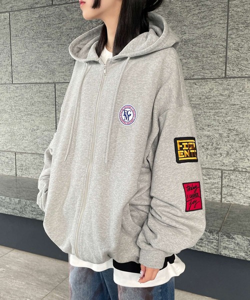 Figments（フィグメンツ）の「ワッペンビッグZIPパーカー（パーカー・レディース・ブラック/杢グレー・LARGE/X-LARGE）」の2枚目の写真