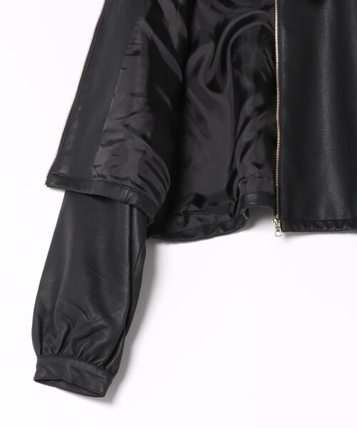 Settimissimo（セッティミッシモ）の「レザータッチ ボリュームスリーブ ブルゾン（ブルゾン・レディース・ブラック・FREE）」の3枚目の写真