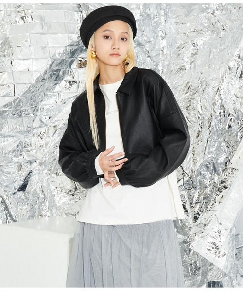 Settimissimo（セッティミッシモ）の「レザータッチ ボリュームスリーブ ブルゾン（ブルゾン・レディース・ブラック・FREE）」の13枚目の写真