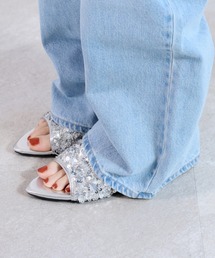 ATTICO 25SS サンダル・ミュール シルバー系 High Heeled Rhinestone Platform Dress Sandals Silver