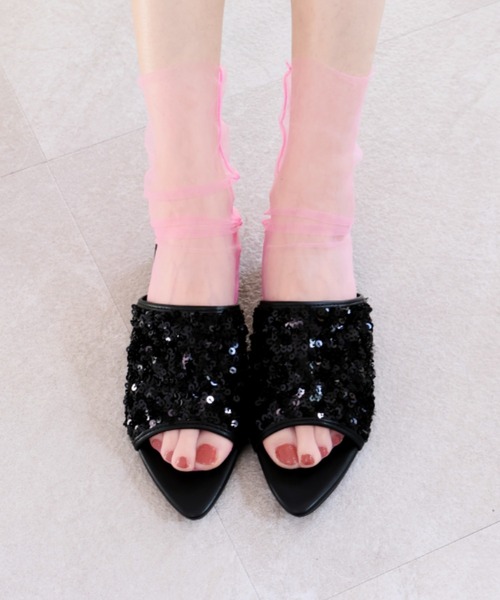 VIVIAN（ヴィヴィアン）の「ポインテッドトゥスパンコールミュールサンダル（サンダル・レディース・シルバー/ブラック/ゴールド・S/M/L/LL）」の11枚目の写真