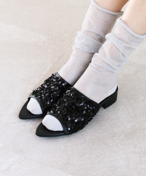 VIVIAN（ヴィヴィアン）の「ポインテッドトゥスパンコールミュールサンダル（サンダル・レディース・シルバー/ブラック/ゴールド・S/M/L/LL）」の10枚目の写真