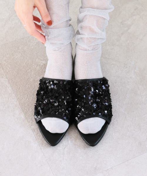 VIVIAN（ヴィヴィアン）の「ポインテッドトゥスパンコールミュールサンダル（サンダル・レディース・シルバー/ブラック/ゴールド・S/M/L/LL）」の9枚目の写真