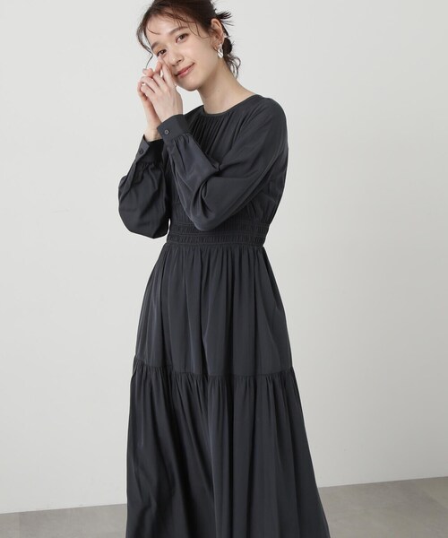 N.（N. Natural Beauty Basic）（エヌエヌナチュラルビューティーベーシック）の「◆【S Size Line】ウエストシャーリングとろみワンピース（ワンピース・レディース・ベージュ/イエロー/チャコールグレー/グレー系その他・SMALL/MEDIUM）」の5枚目の写真