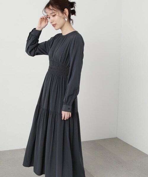 N.（N. Natural Beauty Basic）（エヌエヌナチュラルビューティーベーシック）の「◆【S Size Line】ウエストシャーリングとろみワンピース（ワンピース・レディース・ベージュ/イエロー/チャコールグレー/グレー系その他・SMALL/MEDIUM）」の6枚目の写真