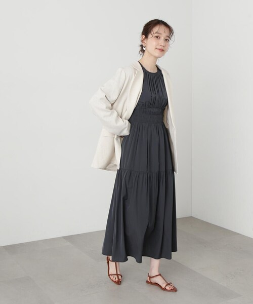 N.（N. Natural Beauty Basic）（エヌエヌナチュラルビューティーベーシック）の「◆【S Size Line】ウエストシャーリングとろみワンピース（ワンピース・レディース・ベージュ/イエロー/チャコールグレー/グレー系その他・SMALL/MEDIUM）」の8枚目の写真