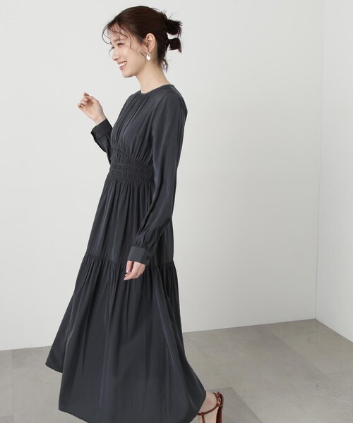 N.（N. Natural Beauty Basic）（エヌエヌナチュラルビューティーベーシック）の「◆【S Size Line】ウエストシャーリングとろみワンピース（ワンピース・レディース・ベージュ/イエロー/チャコールグレー/グレー系その他・SMALL/MEDIUM）」の12枚目の写真