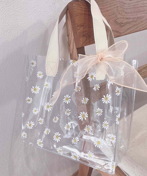 Mignonjour（ミニョンジュール）の「Mignonjour/デイジー柄クリアバッグ(大)M2299（トートバッグ・レディース・ベージュ/ベージュ系1/ピンク・FREE）」の13枚目の写真