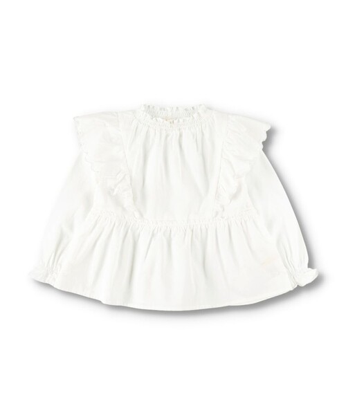 BRANSHES（ブランシェス）の「【プチレディ/ お揃い】スカラップ×フリルブラウス（シャツ/ブラウス・キッズ・オフホワイト/ブラック・120/130/140/150/110/90/100）」の3枚目の写真