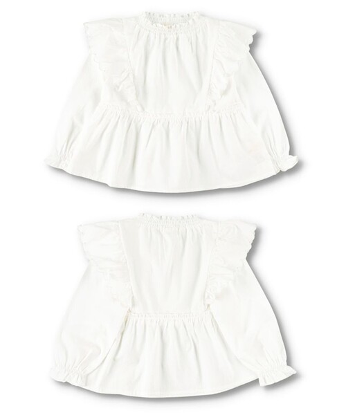 BRANSHES（ブランシェス）の「【プチレディ/ お揃い】スカラップ×フリルブラウス（シャツ/ブラウス・キッズ・オフホワイト/ブラック・120/130/140/150/110/90/100）」の12枚目の写真