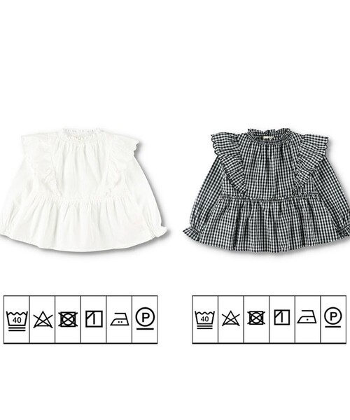 BRANSHES（ブランシェス）の「【プチレディ/ お揃い】スカラップ×フリルブラウス（シャツ/ブラウス・キッズ・オフホワイト/ブラック・120/130/140/150/110/90/100）」の13枚目の写真