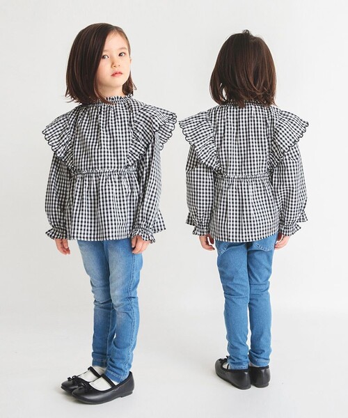 BRANSHES（ブランシェス）の「【プチレディ/ お揃い】スカラップ×フリルブラウス（シャツ/ブラウス・キッズ・オフホワイト/ブラック・120/130/140/150/110/90/100）」の15枚目の写真
