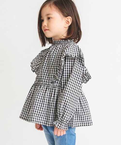 BRANSHES（ブランシェス）の「【プチレディ/ お揃い】スカラップ×フリルブラウス（シャツ/ブラウス・キッズ・オフホワイト/ブラック・120/130/140/150/110/90/100）」の16枚目の写真